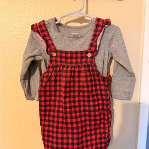 Carter's Gray Top with Red and Black Plaid Jumper